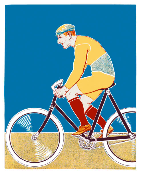 レトロなサイクリスト - track cycling点のイラスト素材／クリップアート素材／マンガ素材／アイコン素材