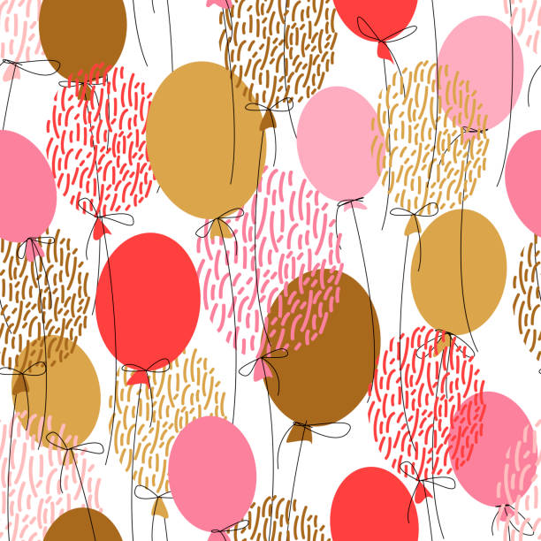 Seamless pattern with  balloons Seamless pattern with  balloons. Design concept for holidays birthday greeting cards.
Vector abstract background. Gift wrapping.
Happy birthday party. Beautiful flat vector illustration. balloon designs stock illustrations