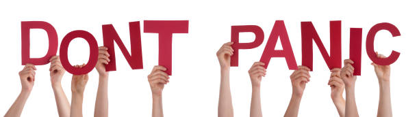 istock People Hands Holding Word Dont Panic, Isolated Background 1217637860