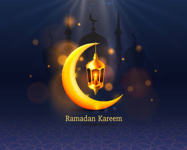 istock Ramadan cover card, Drawn mosque night view from arch. Arabic design background. Handwritten greeting card. 1217638714