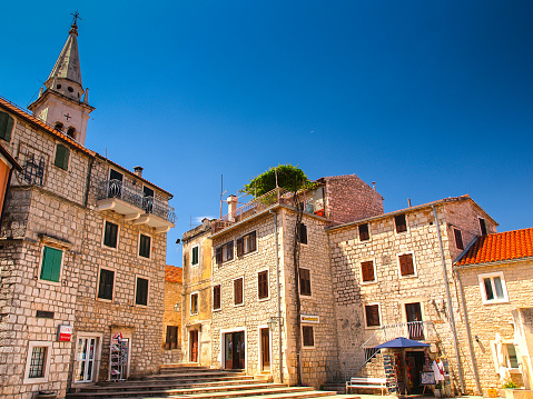 Jelsa, Hvar island, Croatia - June 21st 2014:  Jelsa fishing town is an ideal destination for all those who are looking to benefit from the rich monumental heritage and natural beauties of Hvar island.