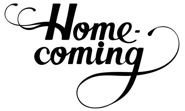 ilustrações de stock, clip art, desenhos animados e ícones de homecoming - custom calligraphy text - homecoming