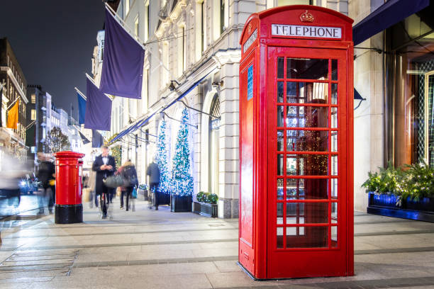 istock Post box and phone box at Christmas time in London 1217645413