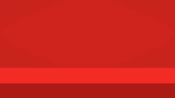 istock Empty vivid red color studio table room background, product display with copy space for display of content design. Banner for advertise product on website 1217646839