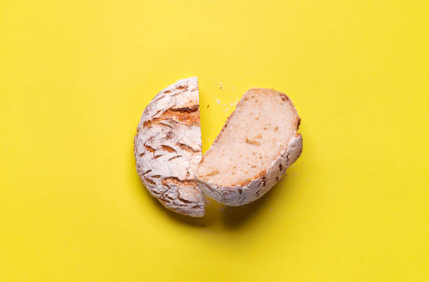 Sourdough bread cut in half. Wheat bread without yeast