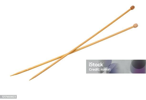 Knitting Needles Isolated On A White Stock Photo - Download Image Now - Knitting Needle, Knitting, Sewing Needle