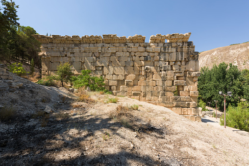 The Lower Roman temple of Niha, a landmark in the Bekaa Valley, Lebanon
