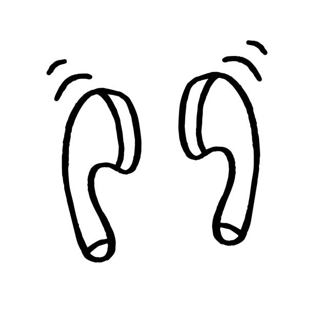 istock Doodle style wireless headphones on a white background. A device for listening to music. Can be used as icon or symbol. Hand drawn black sketch 1217659122