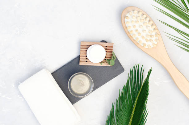 istock Light composition with cosmetic products for spa procedures. 1217660116