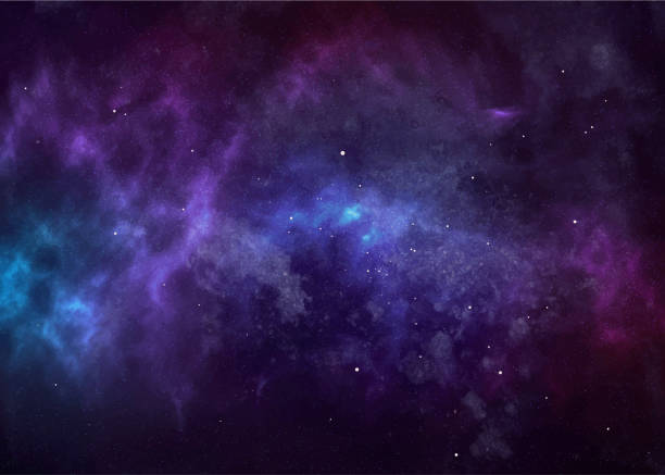 벡터 우주 수채화 그림입니다. 별과 다채로운 공간 배경 - galaxy stock illustrations