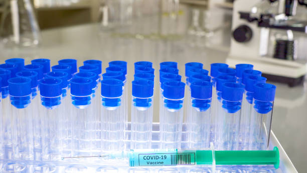 istock Test tubes with blue cap on it and the coronavirus vaccine 1217661906