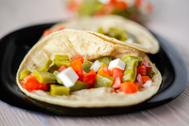 istock Mexican food, nopal salad tacos 1217666995