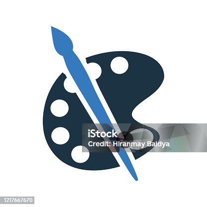 istock Paintbrush, color palette vector icon, art, graphic design 1217667670