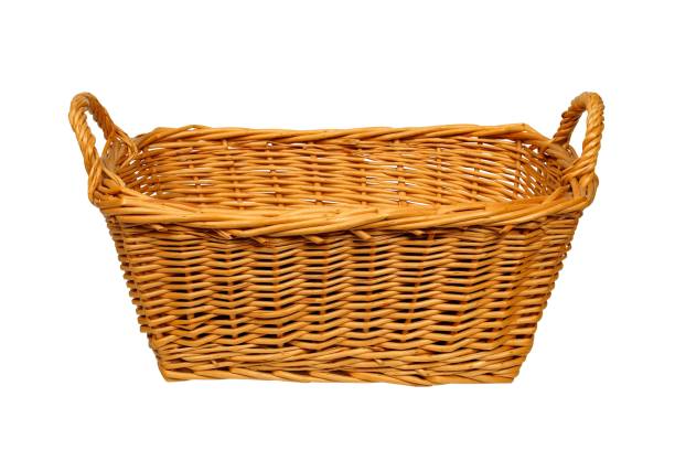 Wicker basket on white stock photo