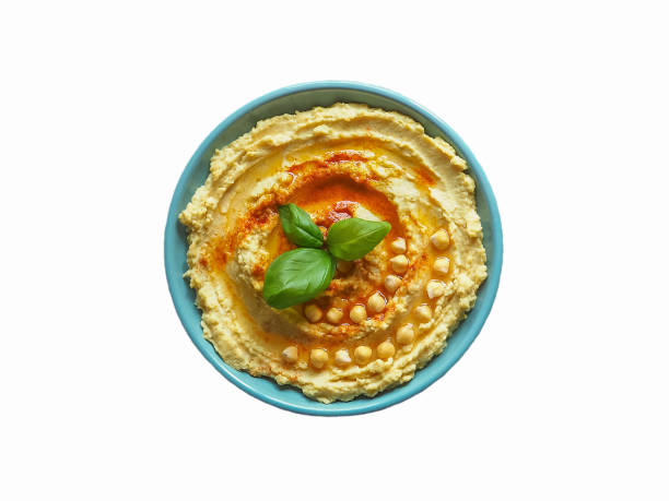 istock Isolated traditional hummus on a plste. Top view 1217671736