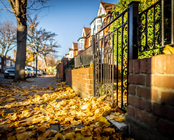 лондонский пригород чисвик в осеннее время, великобритания - chiswick стоковые фото и изображения