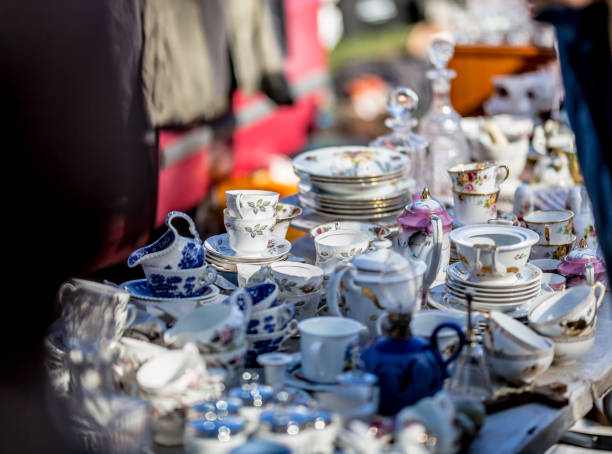 istock Dishes on car-boot sale in London 1217672875