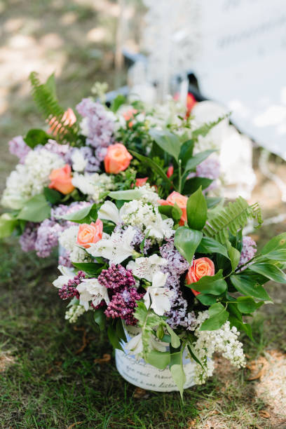 istock elegant wedding decorations made of natural flowers 1217675314