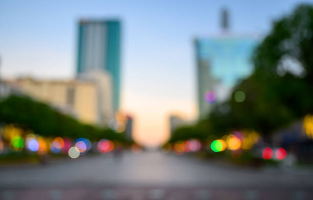 Abstract background, urban landscape of Ho Chi Minh out of focus