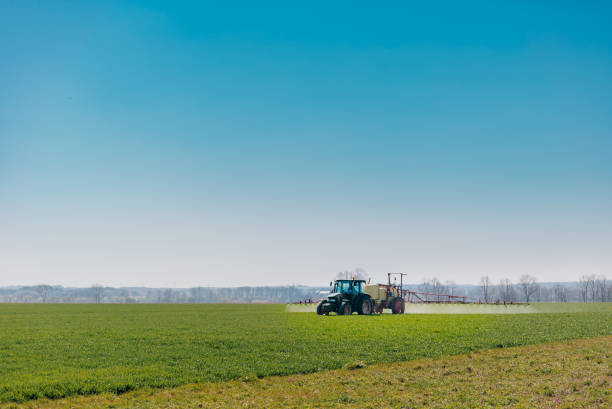 istock Tractor Spraying Herbicides on Field Agriculture 1217676543
