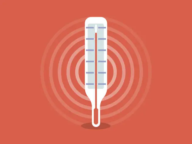 Vector illustration of Illustration of thermometer with high temperature reading