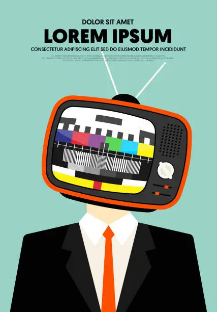 Vector illustration of Retro vintage poster decorative with old fashioned TV