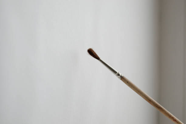 istock brush in air and white canvas. 1217685534
