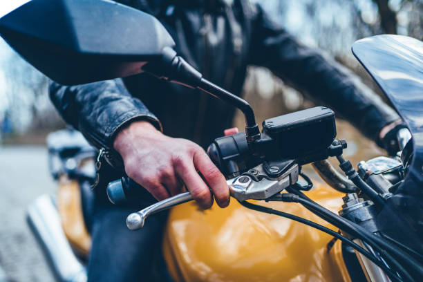 istock Man on a motorbike 1217688652