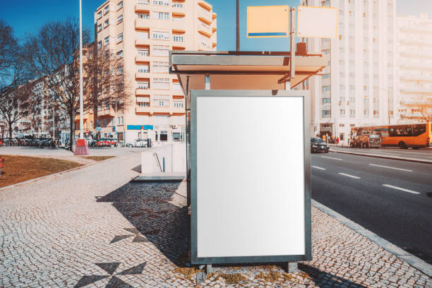 The bus stop with a billboard mockup
