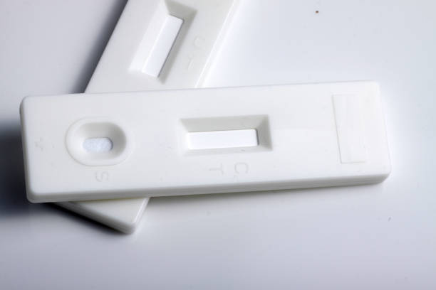 istock Close up shot of white rapid test cassette 1217698510