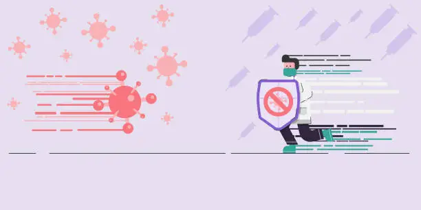 Vector illustration of Doctor fight with coronavirus.