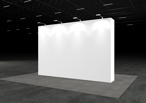 exhibition stand 3d render in hall