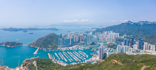 Aerial view of Aberdeen, Hong Kong, daytime, outdoor, Asia Aerial view of Aberdeen, Hong Kong, daytime, outdoor, Asia aberdeen hong kong photos stock pictures, royalty-free photos & images