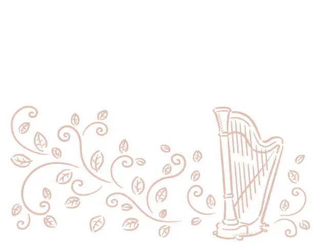 Vector illustration of Music themed background with harp.