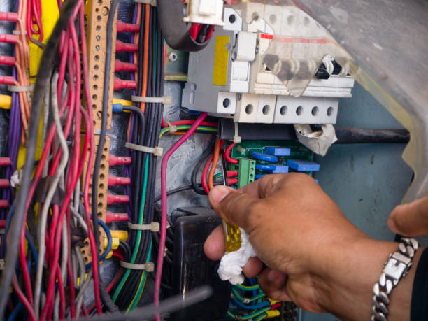 istock Electrical panel at a assembly line factory. Controls and switches. 1217714111