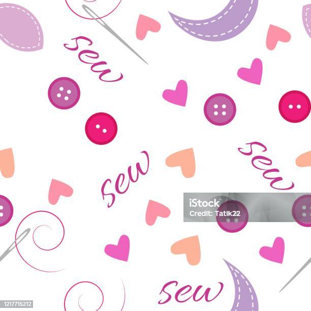 Vector Seamless Repeat Pattern With Different Sewing Accessories Stock ...