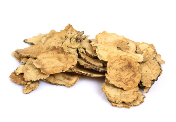 istock Peruvian ginseng or maca (Lepidium meyenii), dried root and pow ，slice on a white background 1217717344