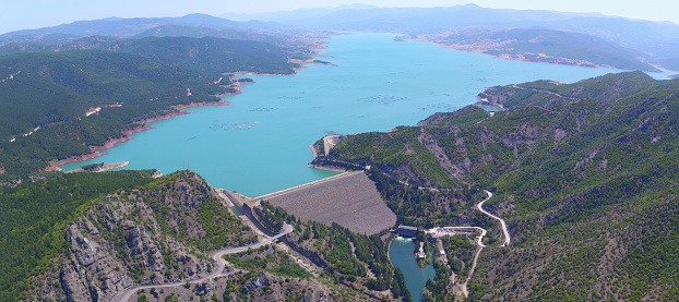 Panoramic Aerial view of Almus Hydroelectric Dam,Tokat
