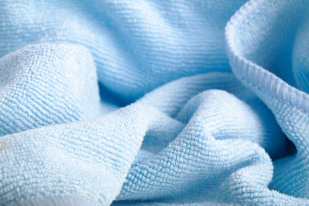Blue Microfiber Towel on White Background