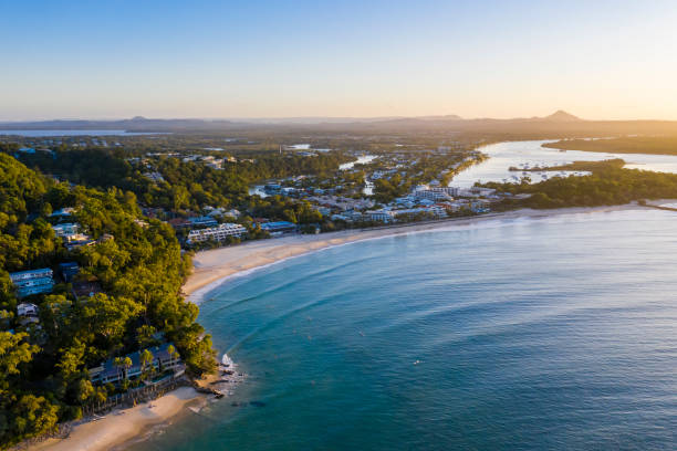 istock Noosa Heads main beach seen from above at sunset 1217723416