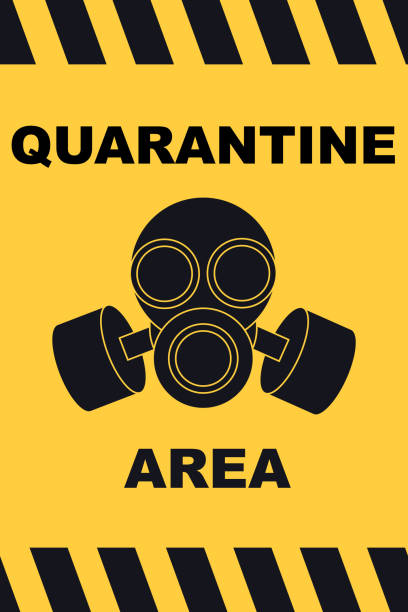 istock Quarantine poster with gas mask, corona virus pandemic situation, vector illustration 1217724663