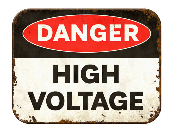 istock Vintage tin danger sign on a white background - High voltage 1217729257
