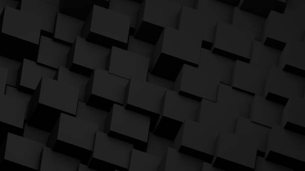istock Minimal black 3d cubes geometric background. Modern abstract raster illustration, 3d rendering. Raster. 1217730163