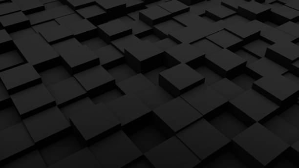 istock Minimal black 3d cubes geometric background. Modern abstract raster illustration, 3d rendering. Raster. 1217730173