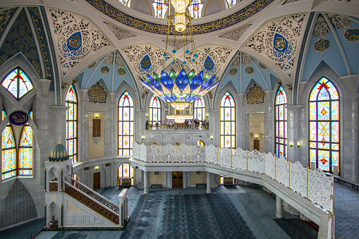 Inside of the Kul Sharif Mosque in Kazan Kremlin in the republic Tatarstan, Russia