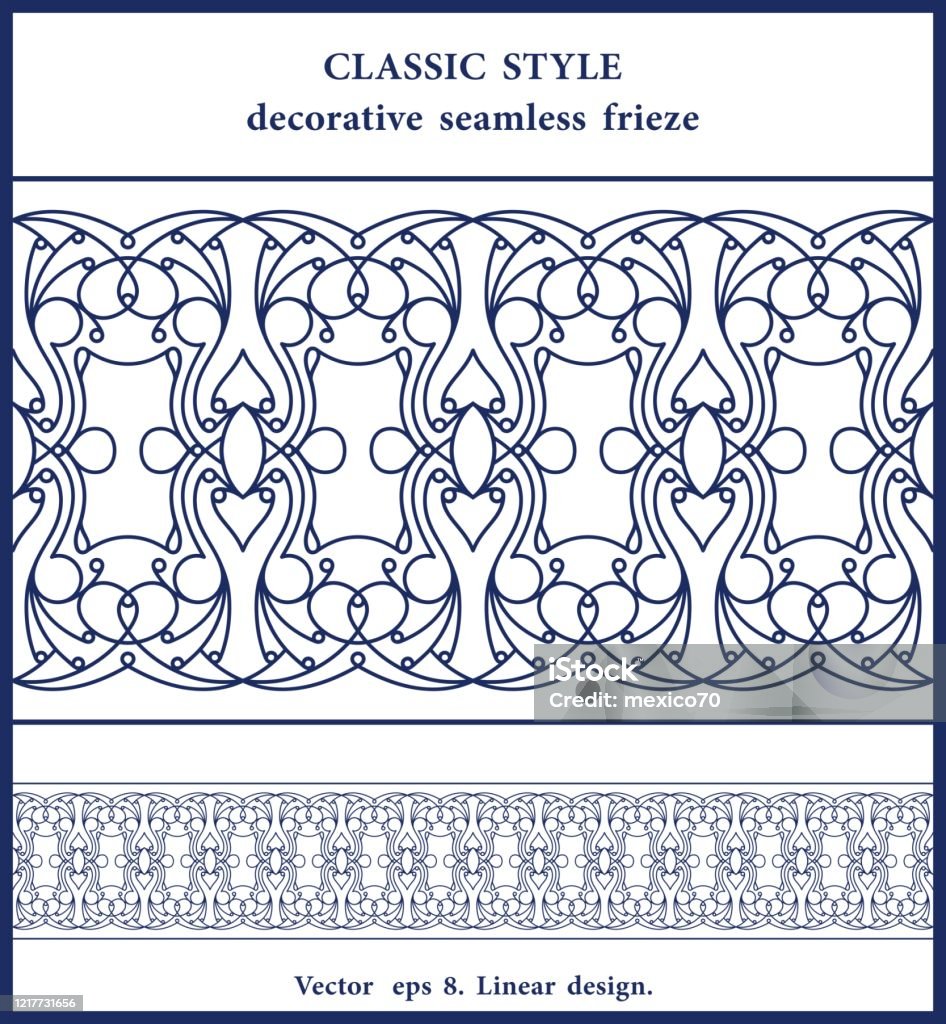 Line Pattern Edge Classic Thin Line Seamless Edging Design Vector Linear Lace Pattern ...