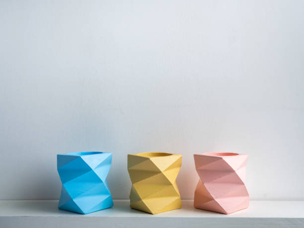 istock Cactus pot. Concrete pot. Modern geometric concrete planter. 1217731710