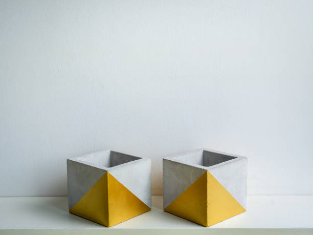 istock Cactus pot. Concrete pot. Modern geometric concrete planter. 1217731811
