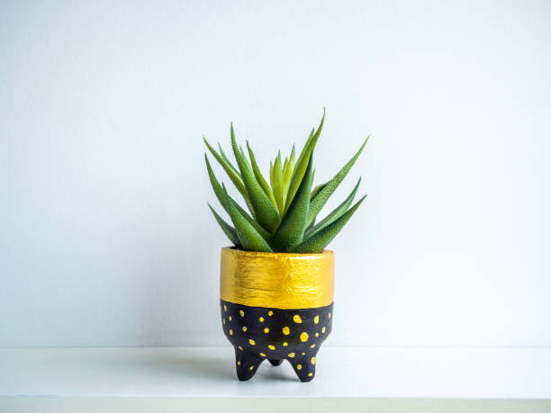 istock Cactus pot. Concrete pot. Modern geometric concrete planter. 1217732392