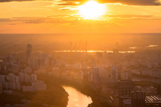 istock Moscow cityscape at sunset 1217732397
